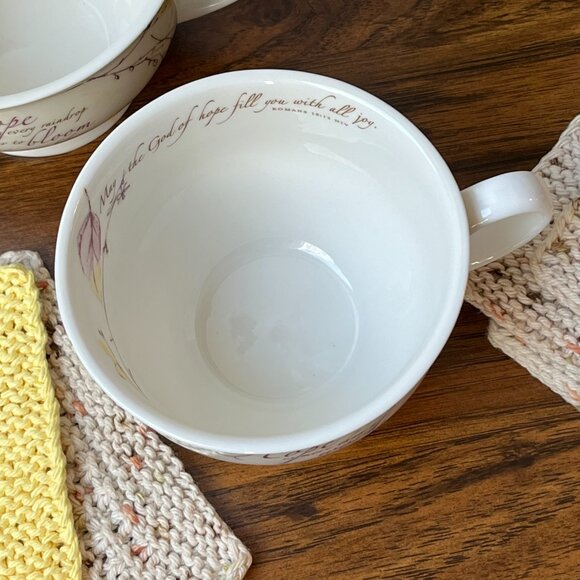 2 Soup Coffee Tea Cups Mugs by Blessings Unlimited Hope Romans 15:13 NIV - Picture 6 of 13
